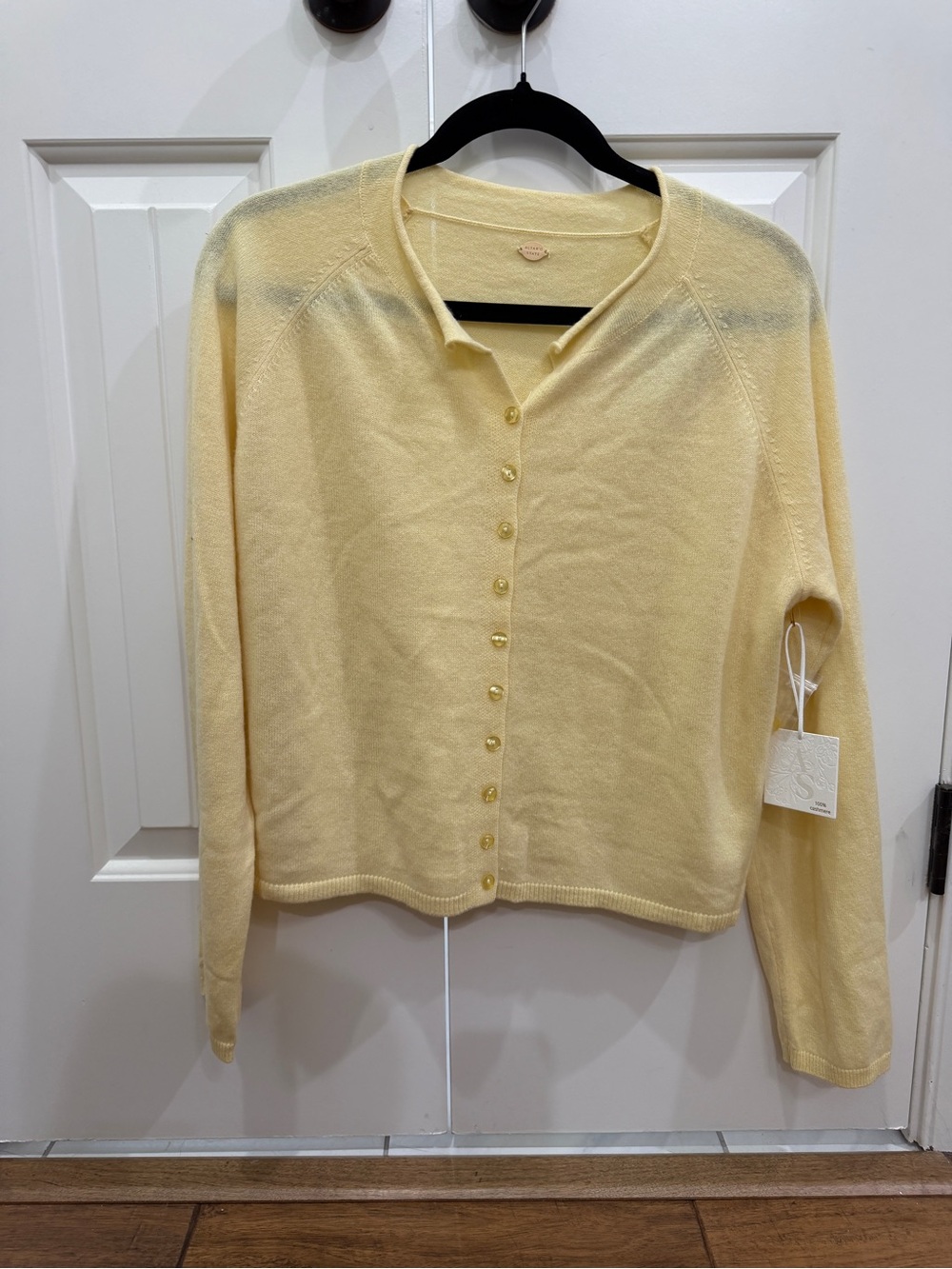 Light Yellow Women's Cashmere Button-Front Sweater Cardigan